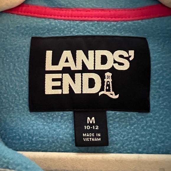Lands' End Fleece blue tie-dye pullover jacket sz M 10-12 preppy gorpcore - Picture 3 of 9